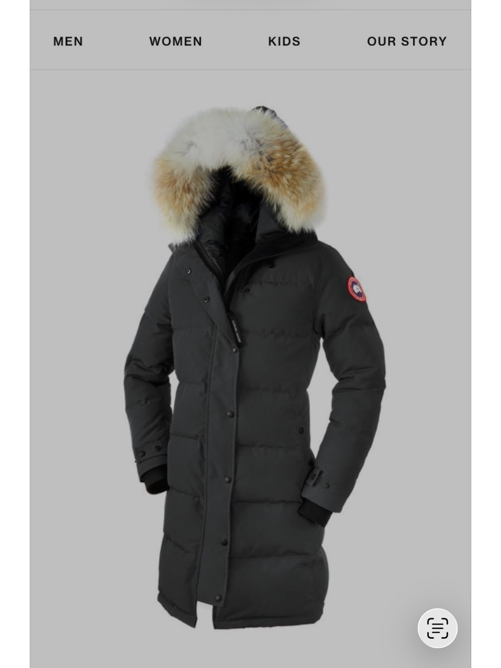 Canada Goose Black Long Down Coat with Natural Fur Trim Hood